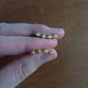 Gold and crystal ear climber earrings